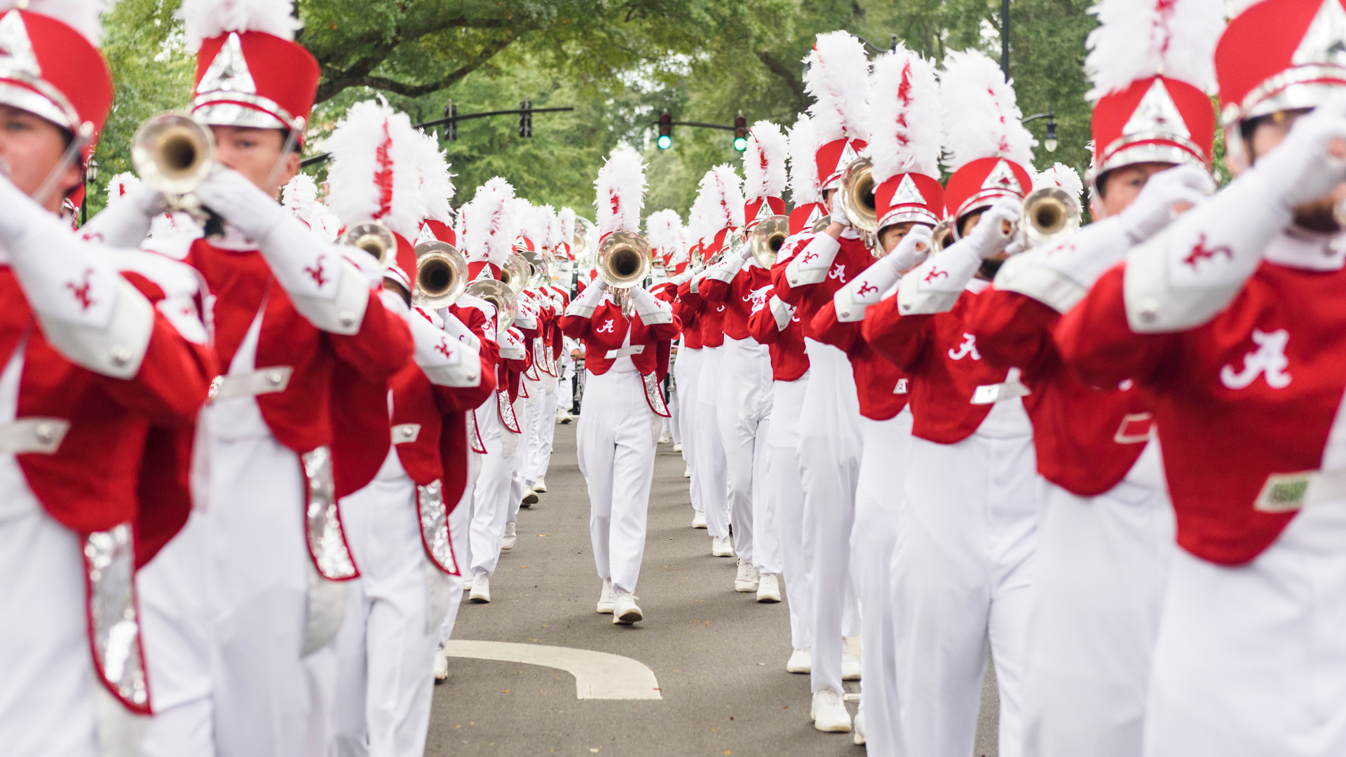 the Million Dollar Band at a homecoming parade
