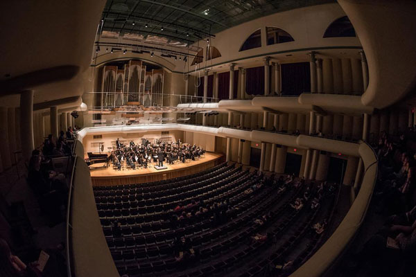 the interior of the Moody Music Building Concert Hall at The University of Alabama